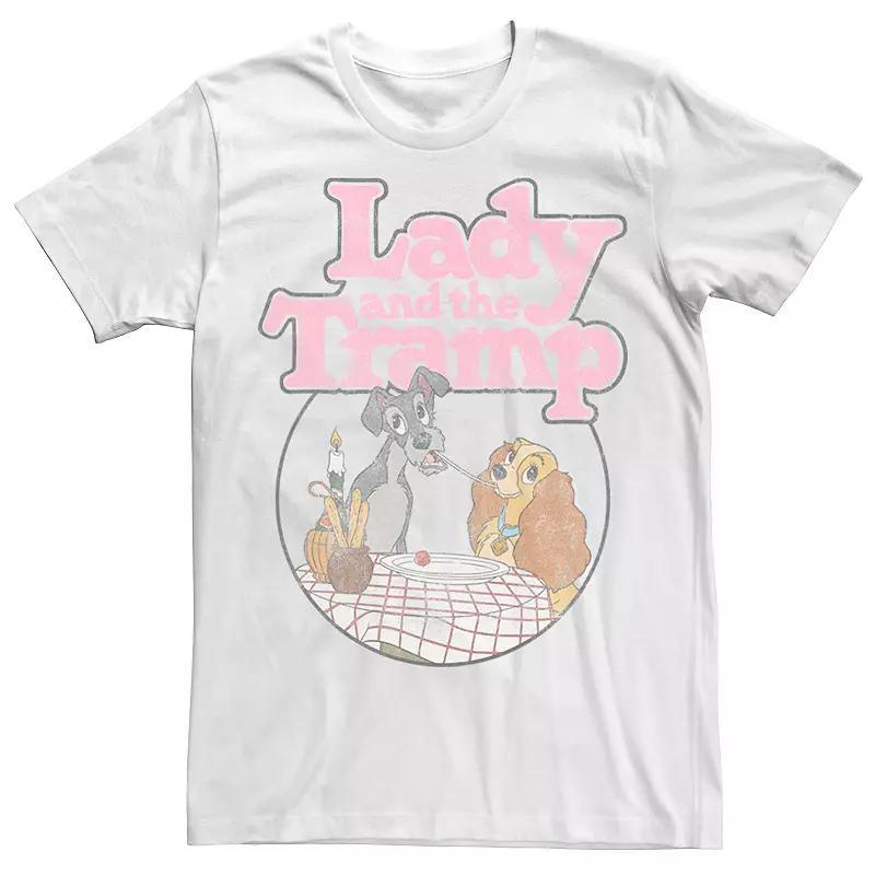 Disney's Lady And The Tramp Table Scene Portrait Logo Men's Tee, Size: Small, White Product Image