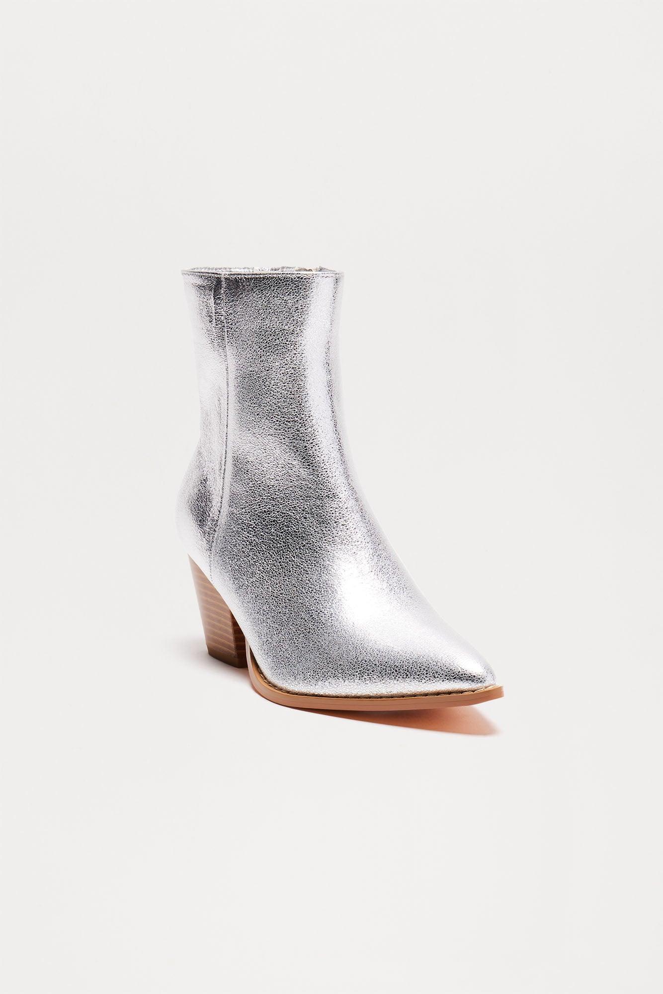 Braxton Heeled Booties - Silver Product Image