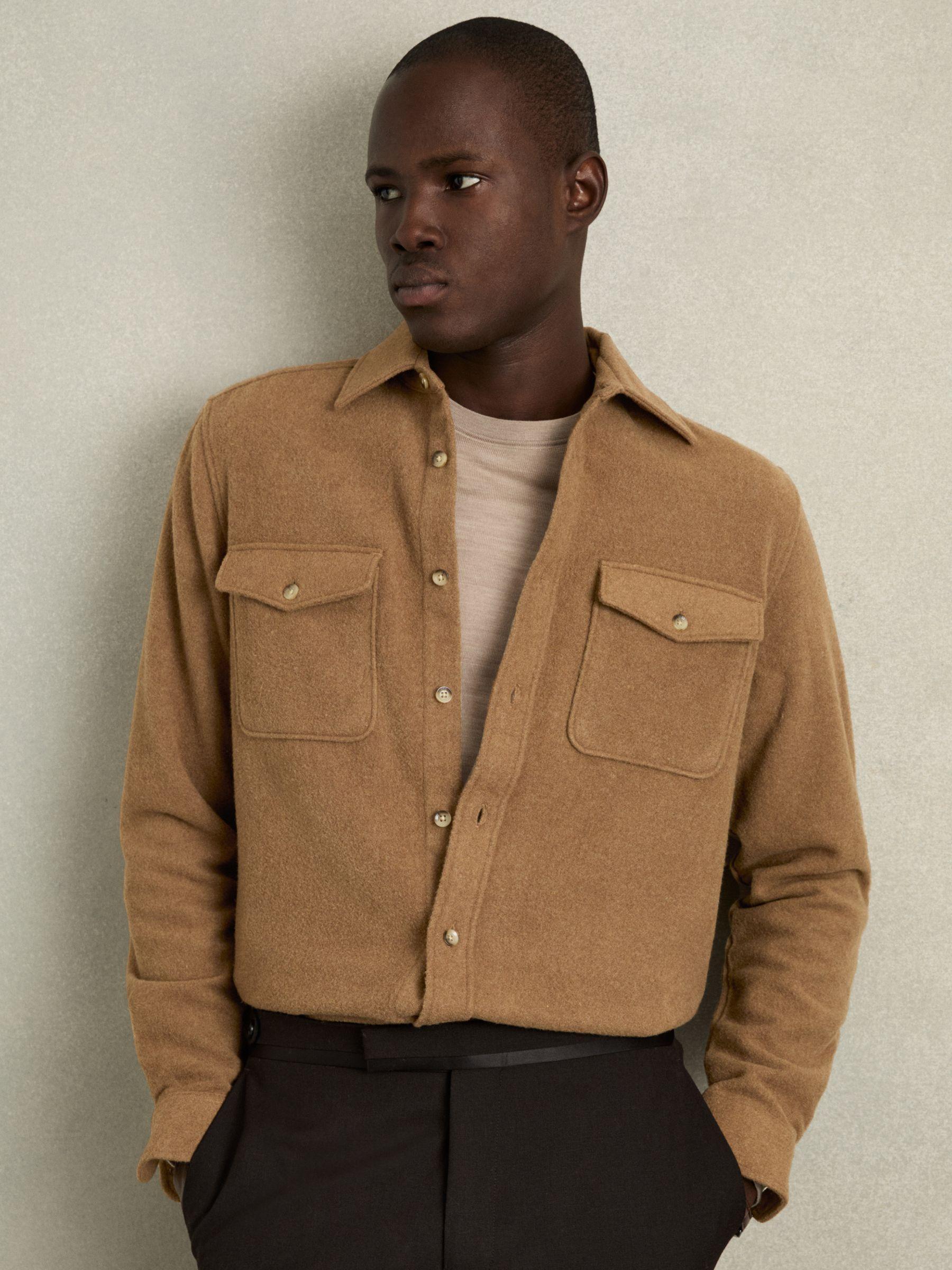 Twin-Pocket Overshirt With Wool in Camel Product Image