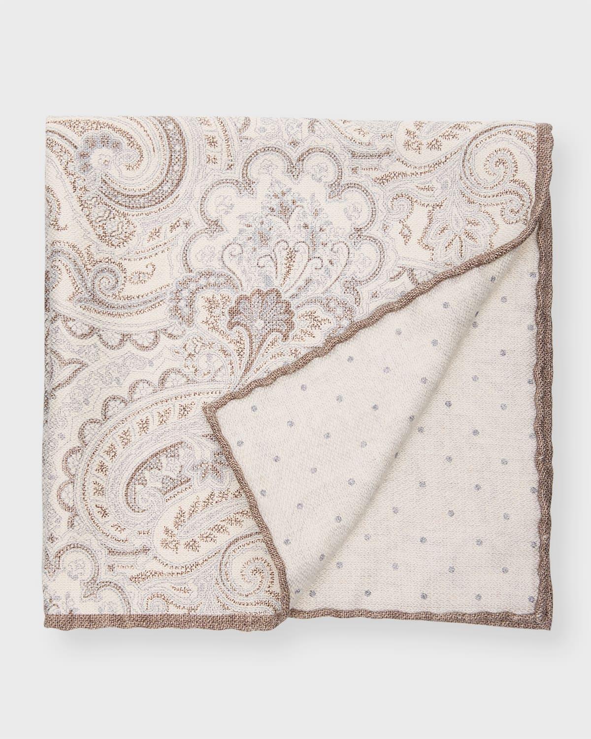 Men's Paisley-Print Silk Pocket Square Product Image