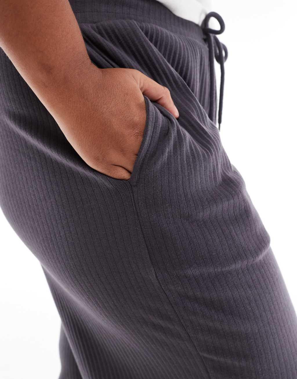 Yours ribbed wide leg sweatpants in gray Product Image