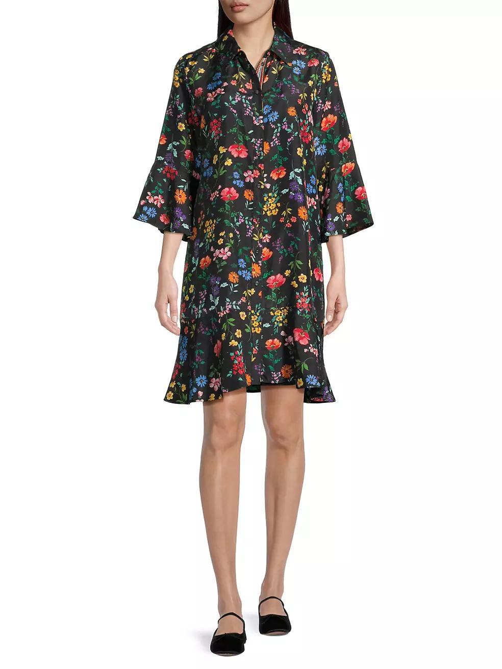 Harper Floral Silk Flounce Minidress Product Image