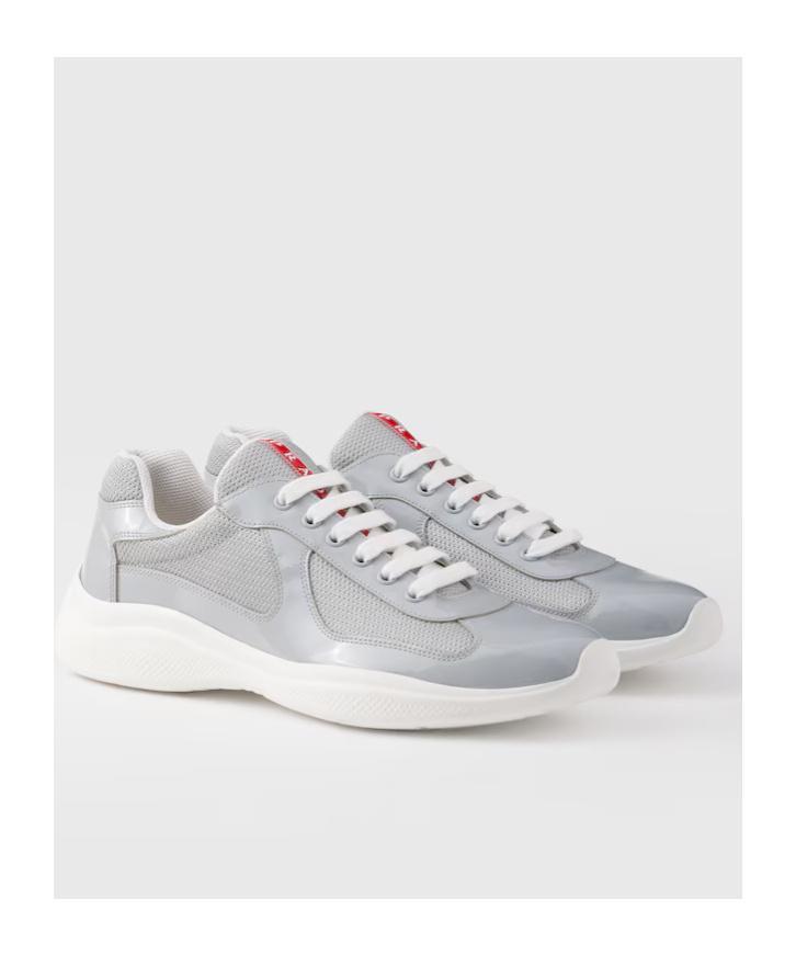 PRADA America's Cup Logo-patch Sneakers In Grey Product Image