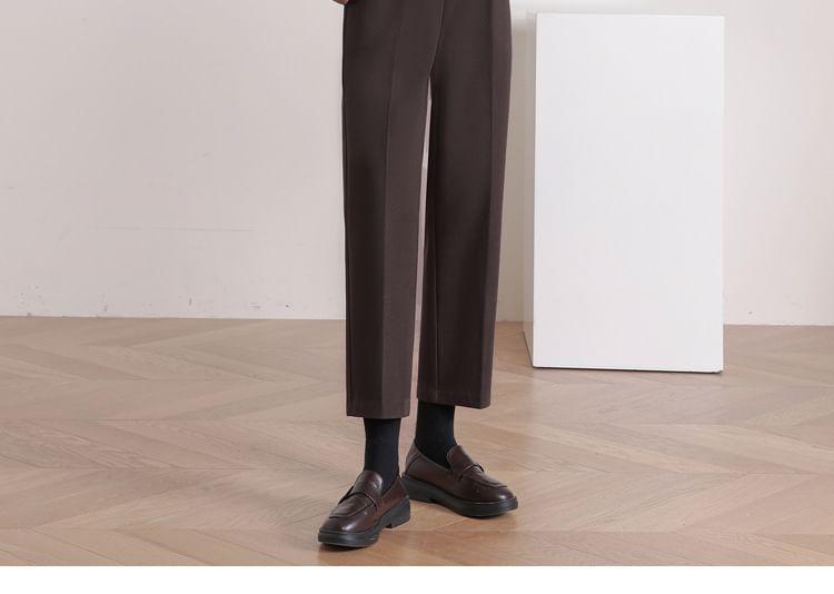 High Rise Plain Cropped Tapered Pants Product Image