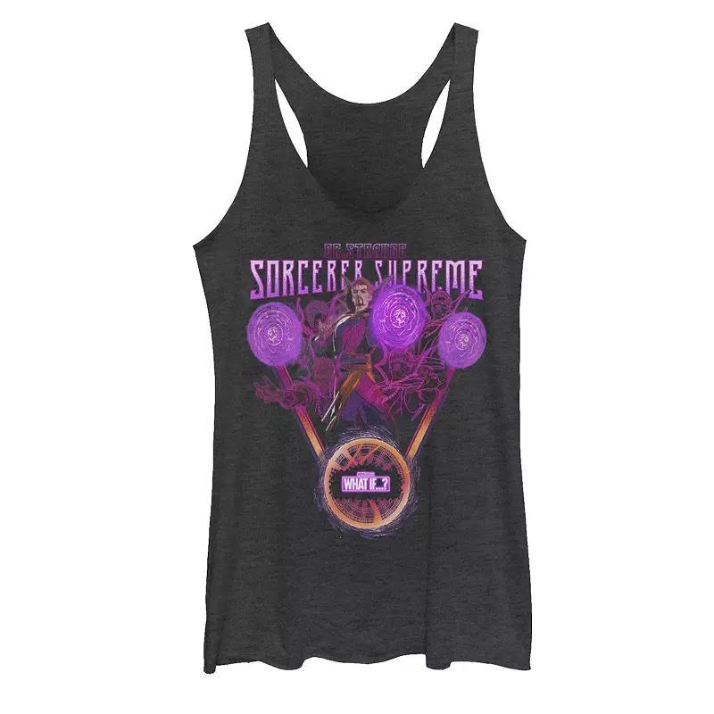 Juniors' Marvel What If Doctor Strange Sorcerer Supreme Poster Graphic Tank Top, Girl's, Size: Medium, Black Grey Product Image