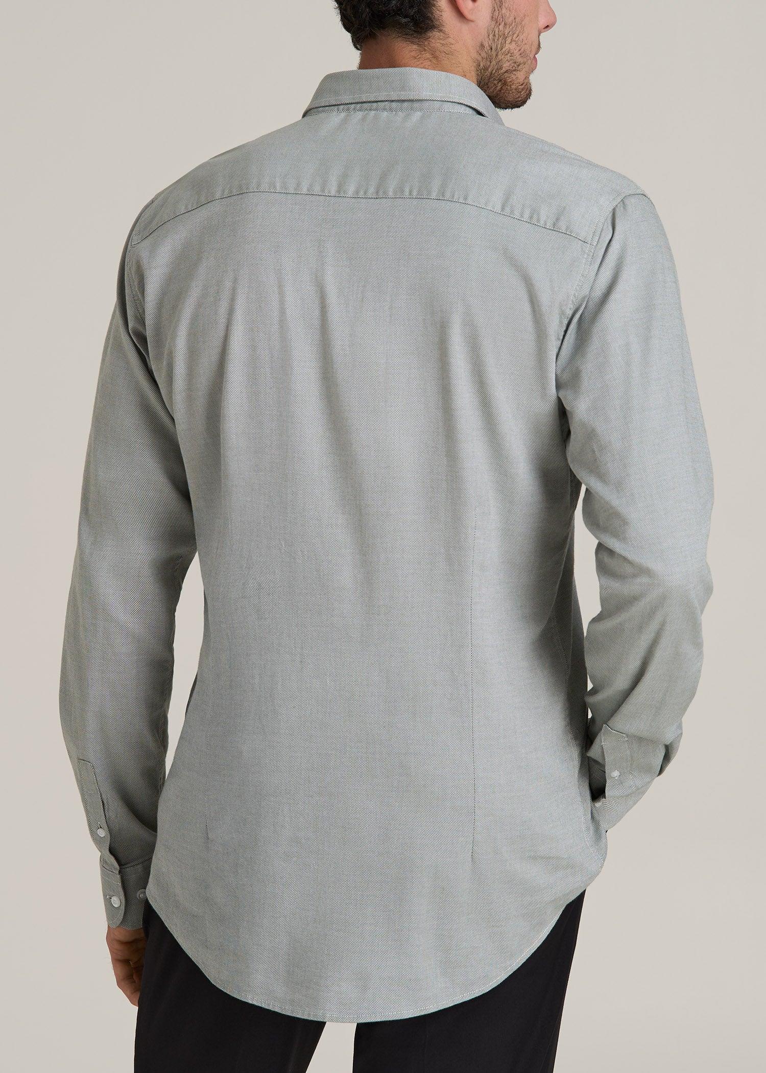 Oskar Button-Up Dress Shirt for Tall Men in Light Green Dobby Product Image