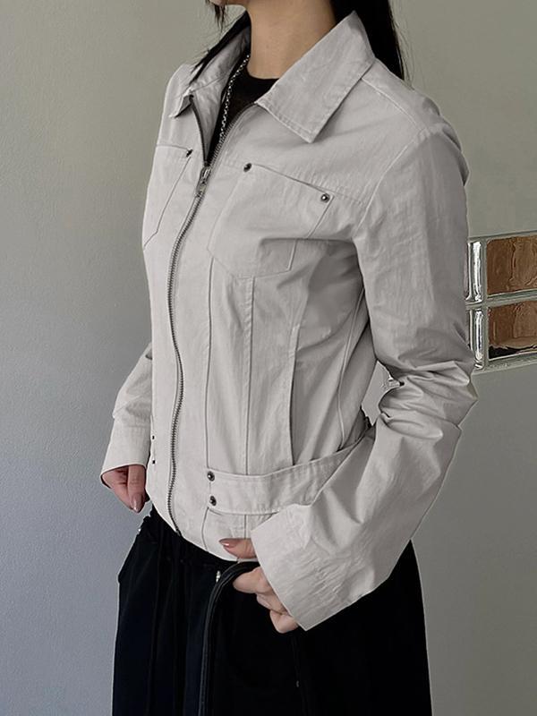 Workwear-Style Basic Solid Colours Jacket Product Image