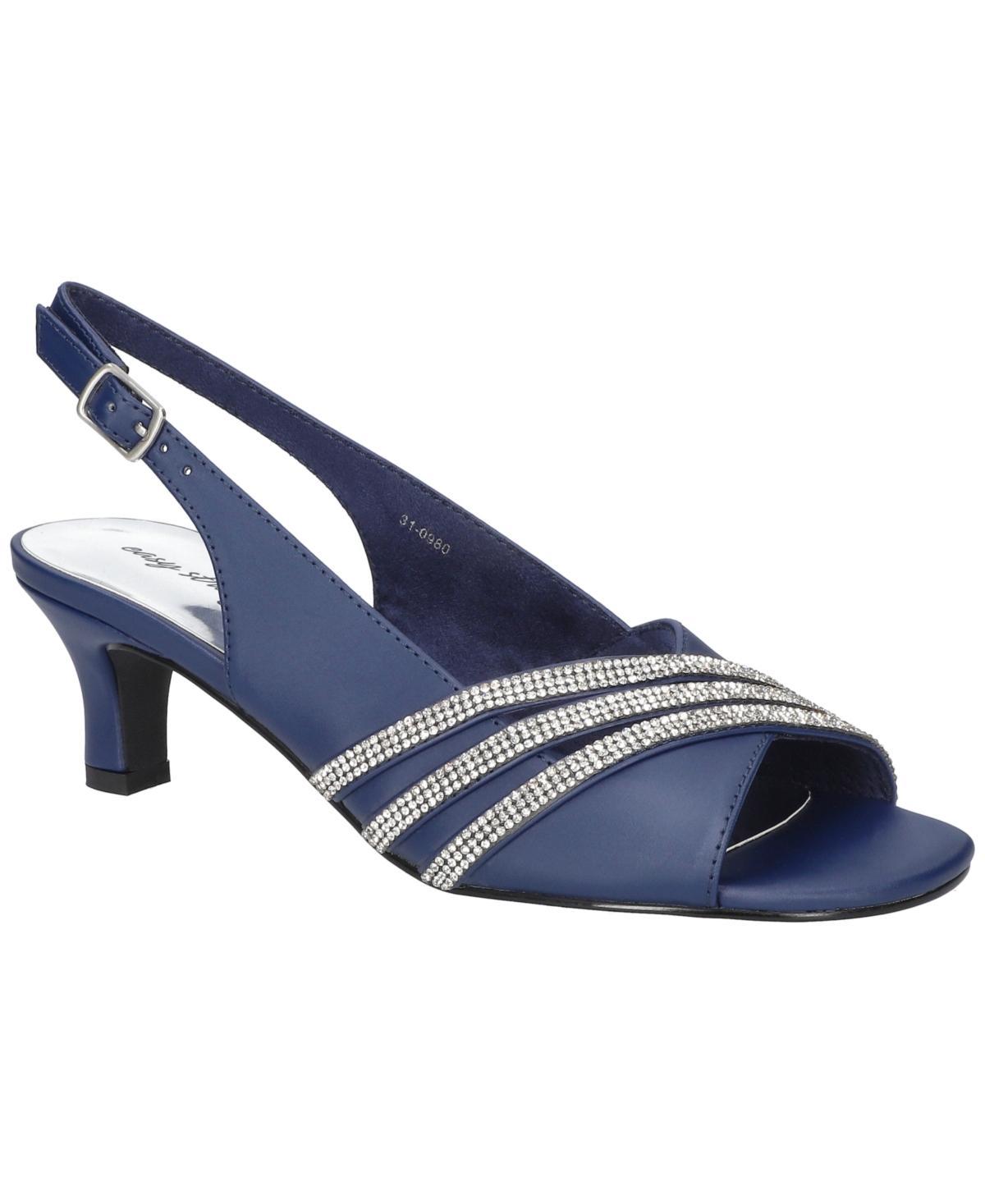 Easy Street Teton Women's Dress Heel Sandals, Size: 7 XW, Blue Satin Product Image