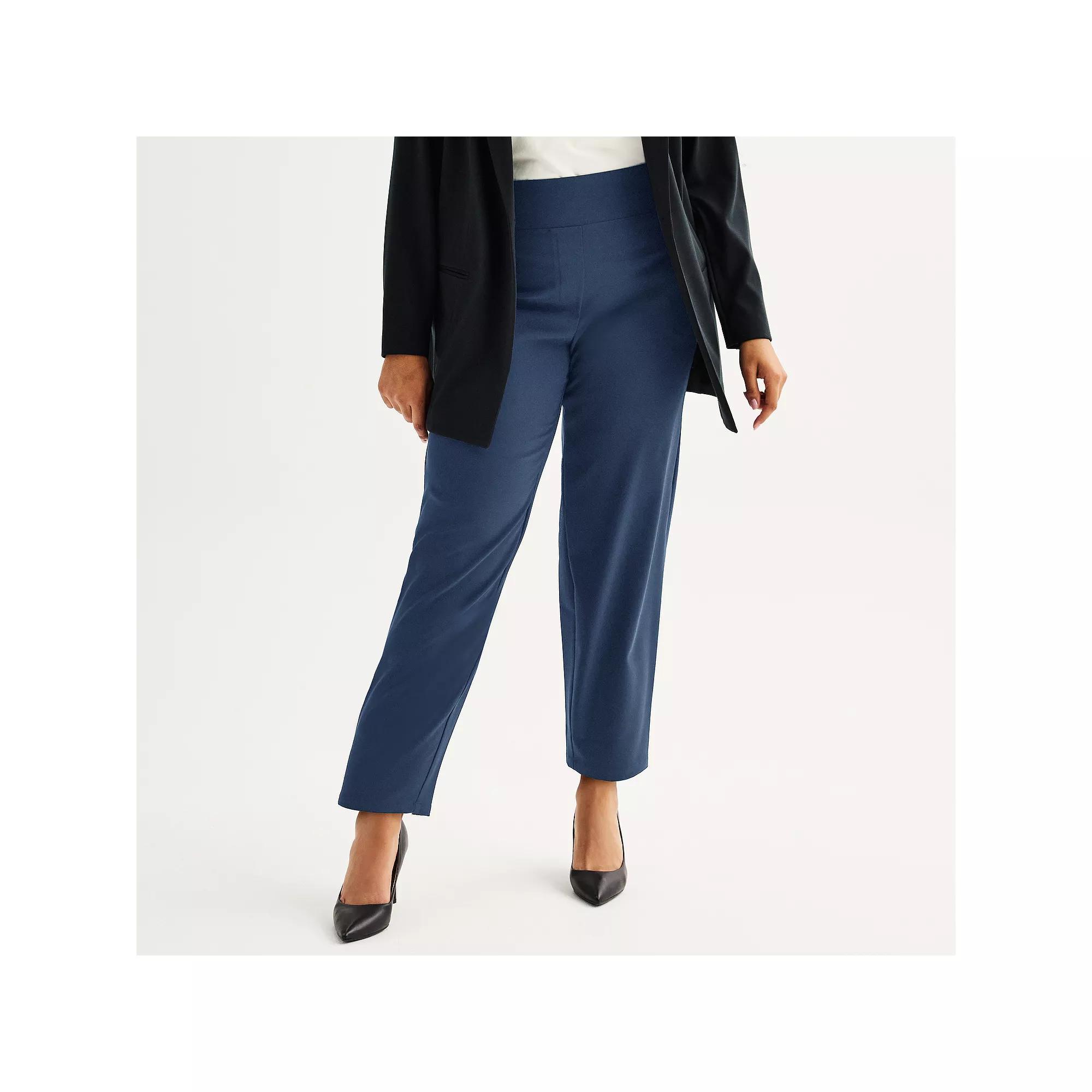 Plus Size Nine West Pull-On Straight Ankle Pants, Women's, Size: 3XL, Mineral Black Product Image