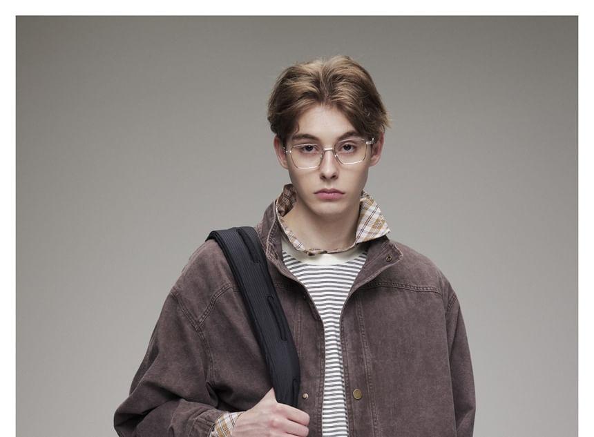 Washed Stand-Collar Loose Jacket Product Image