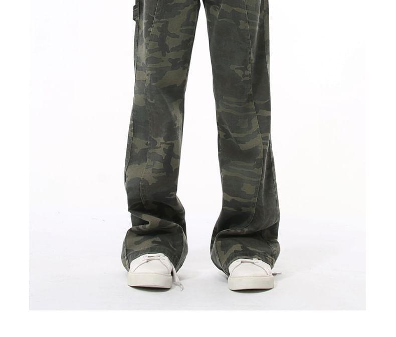 High Waist Camo Print Wide Leg Jeans Product Image