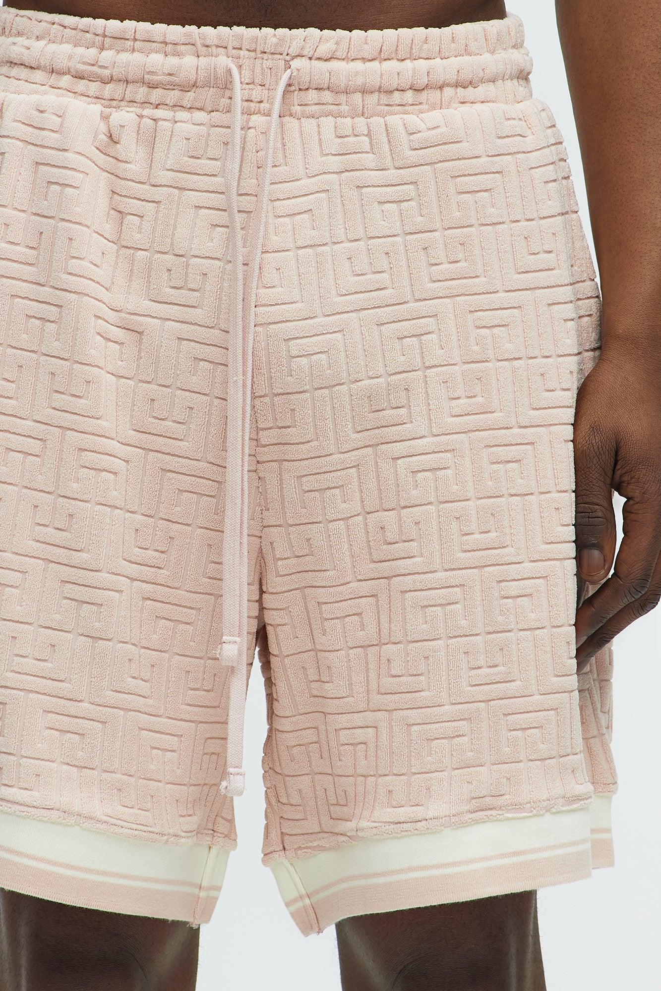 Grecian Textured Shorts - Pink Product Image