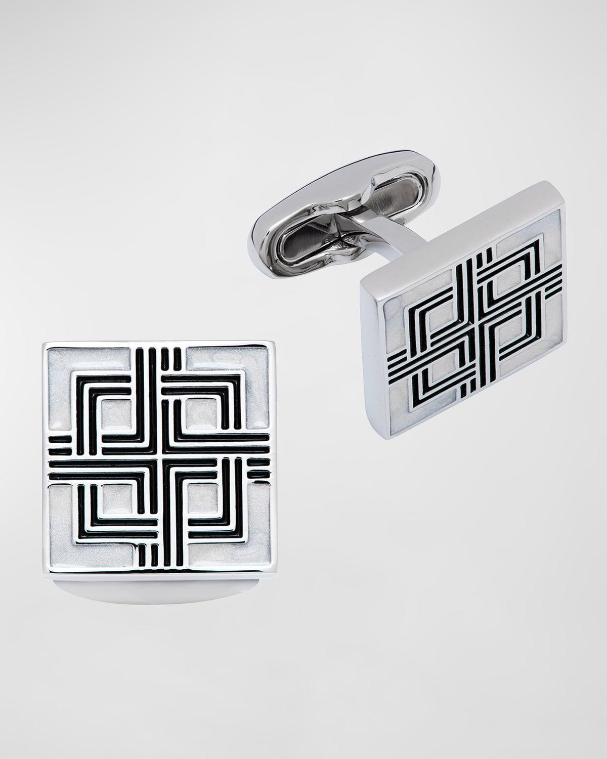 Men's Square Enamel Deco Cufflinks Product Image