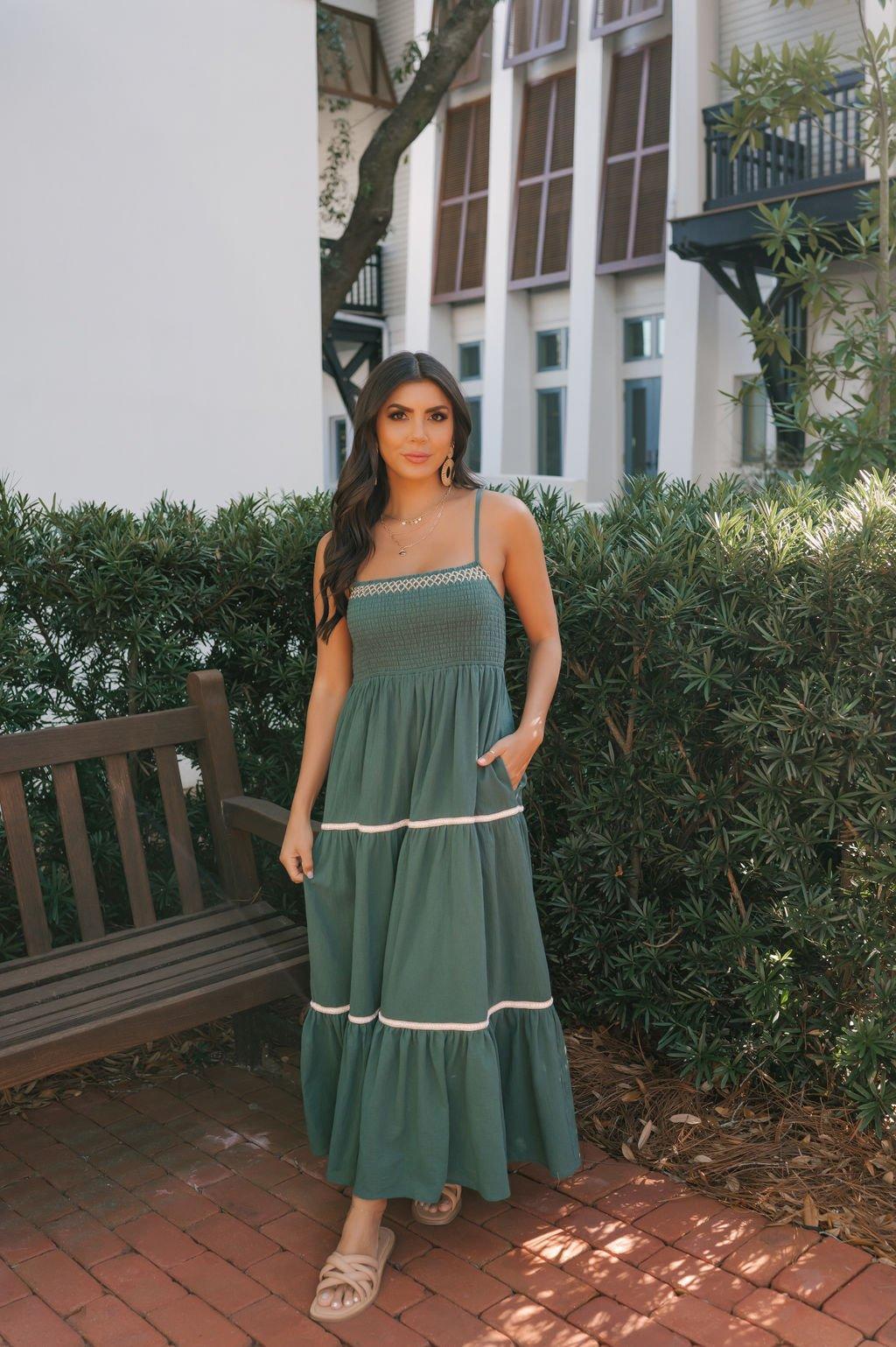 Teal Smocked Cami Maxi Dress Product Image