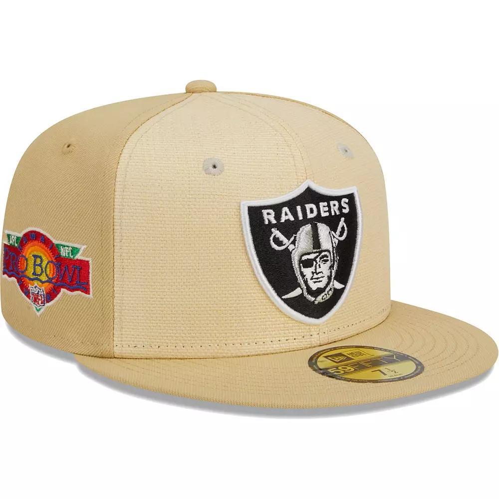 Men's New Era Khaki Las Vegas Raiders Raffia Front 59FIFTY Fitted Hat, Size: 7 1/4, Lvr Beig K Product Image