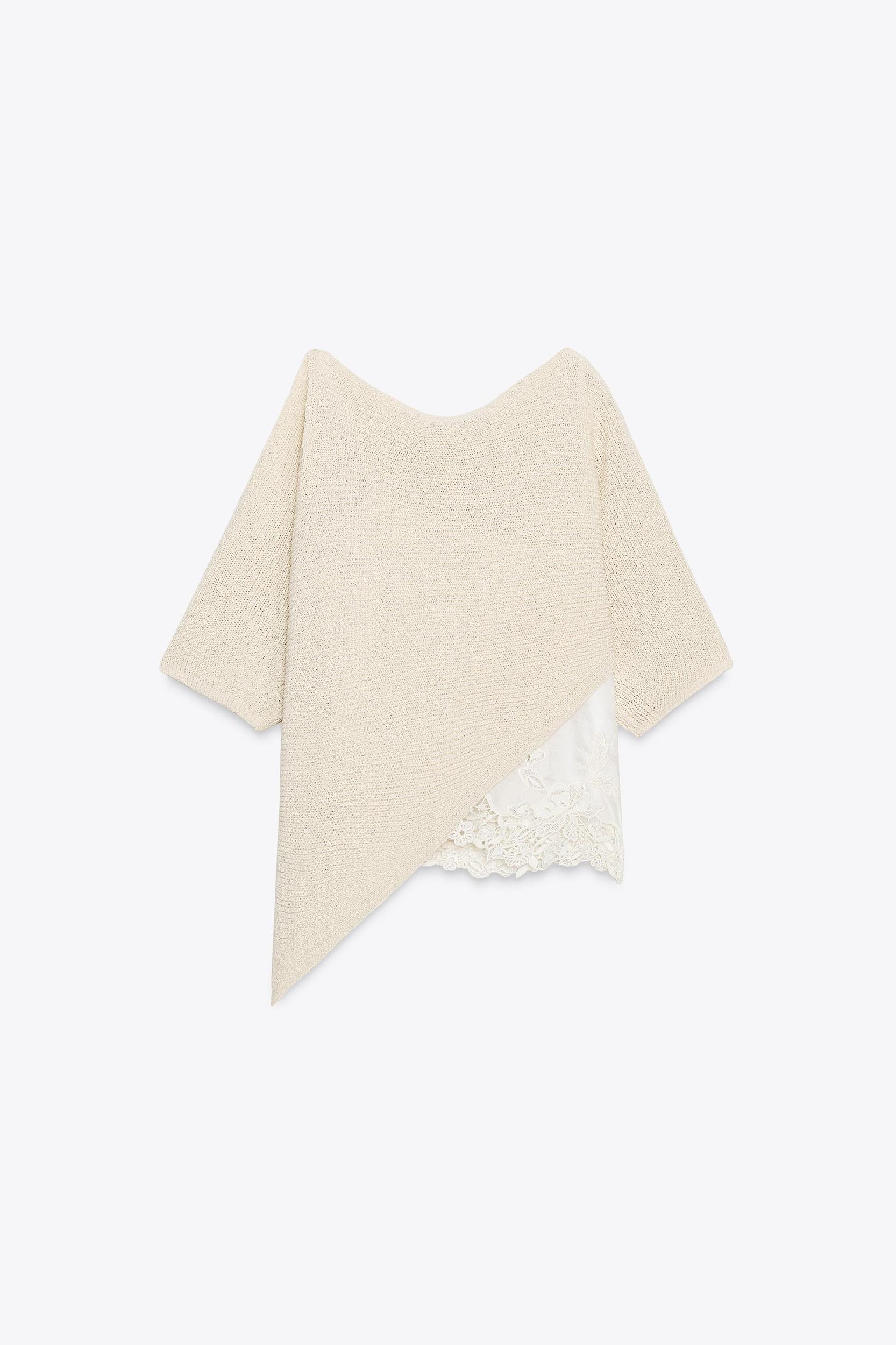 ASYMMETRICAL COMBINATION KNIT TOP Product Image