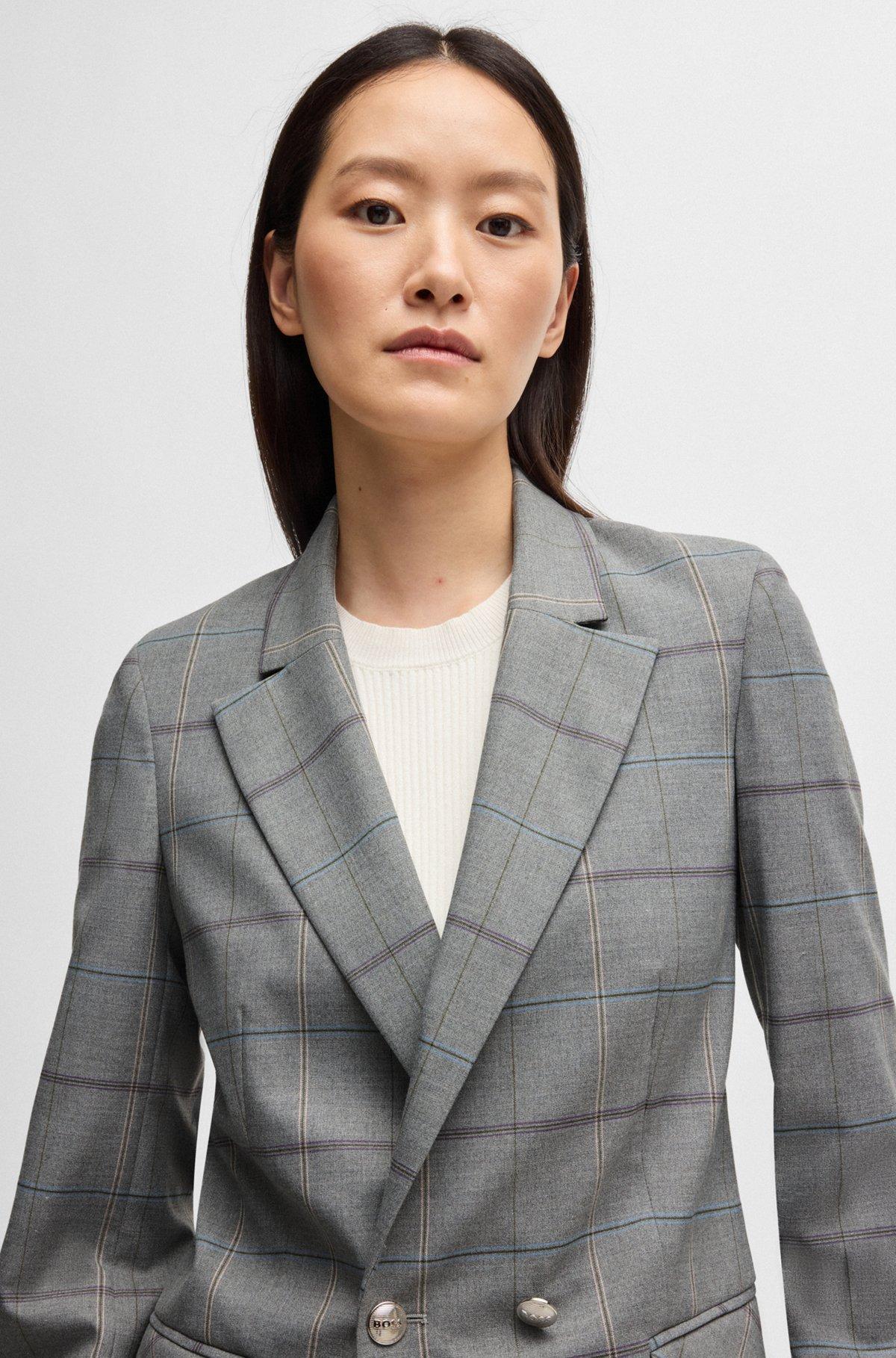 Double-breasted jacket in checked stretch fabric Product Image