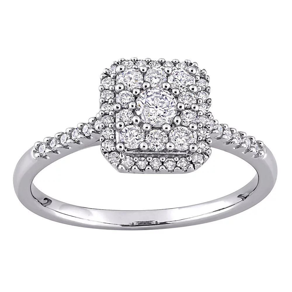 Stella Grace 10k White Gold 1/2 Carat T.W. Diamond Cluster Engagement Ring, Women's, Size: 5.50, 10k Gold Product Image