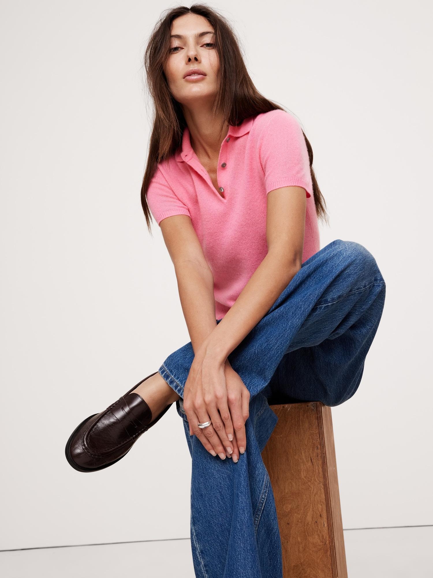 Lightweight Cashmere Short-Sleeve Sweater Polo Product Image