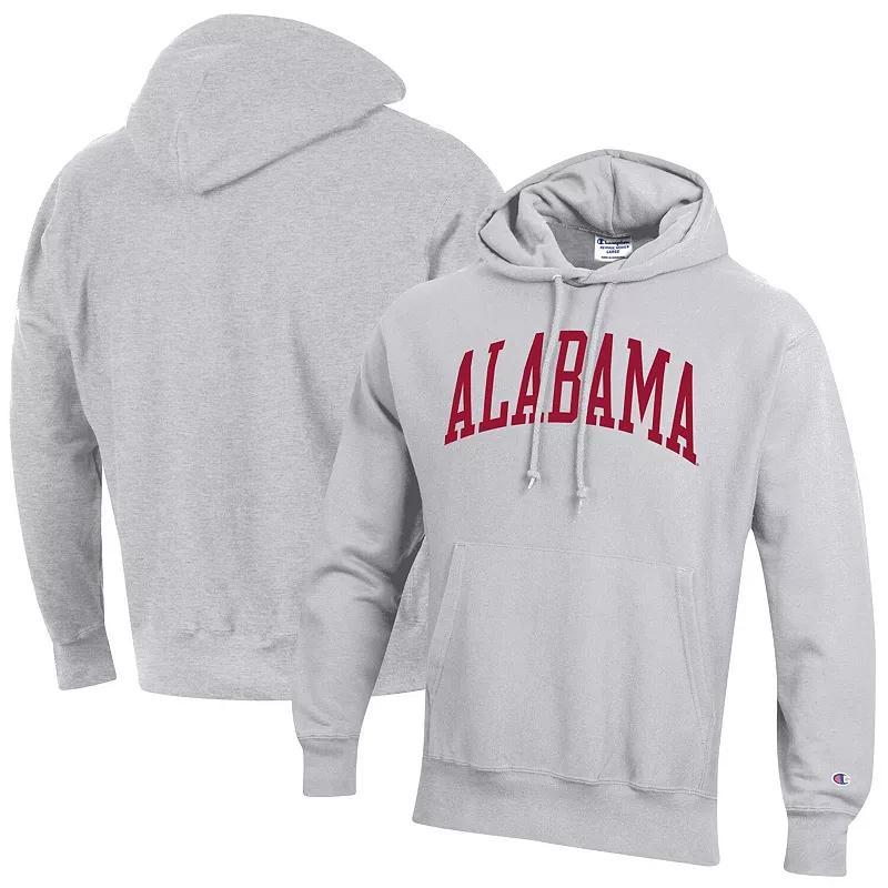 Men's Champion Heathered Gray Alabama Crimson Tide Team Arch Reverse Weave Pullover Hoodie, Size: Small, Grey Product Image