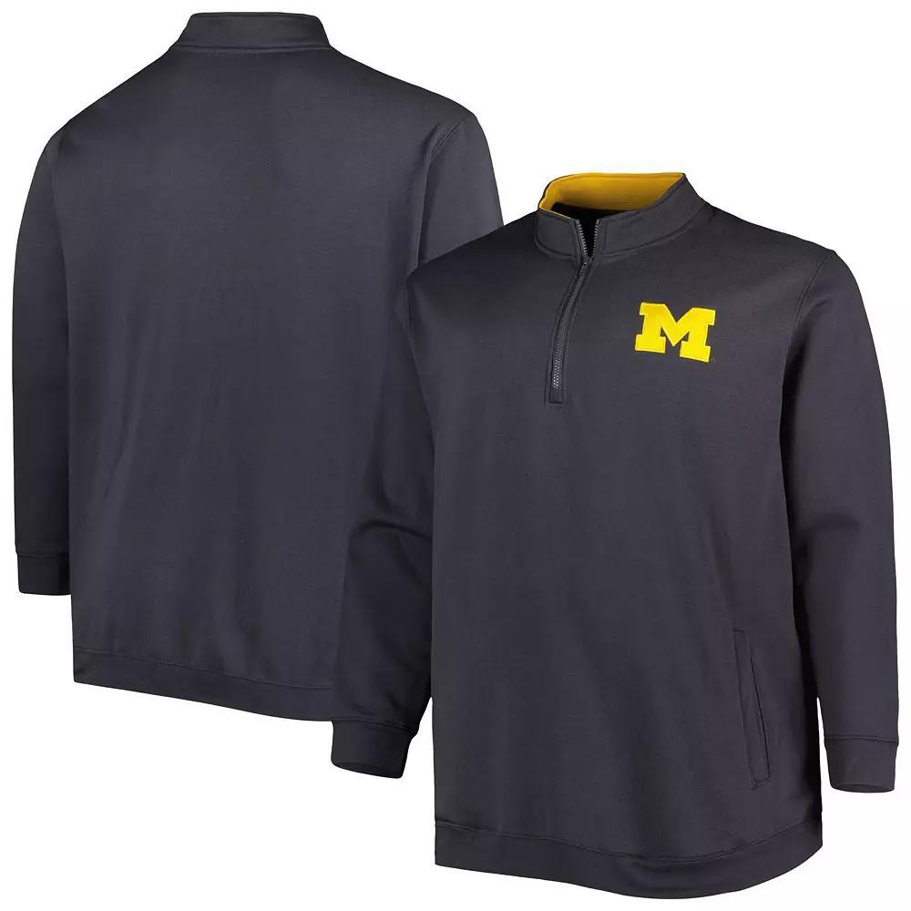 Men's Colosseum Charcoal Michigan Wolverines Big & Tall Tortugas Logo Quarter-Zip Sweatshirt,  Product Image