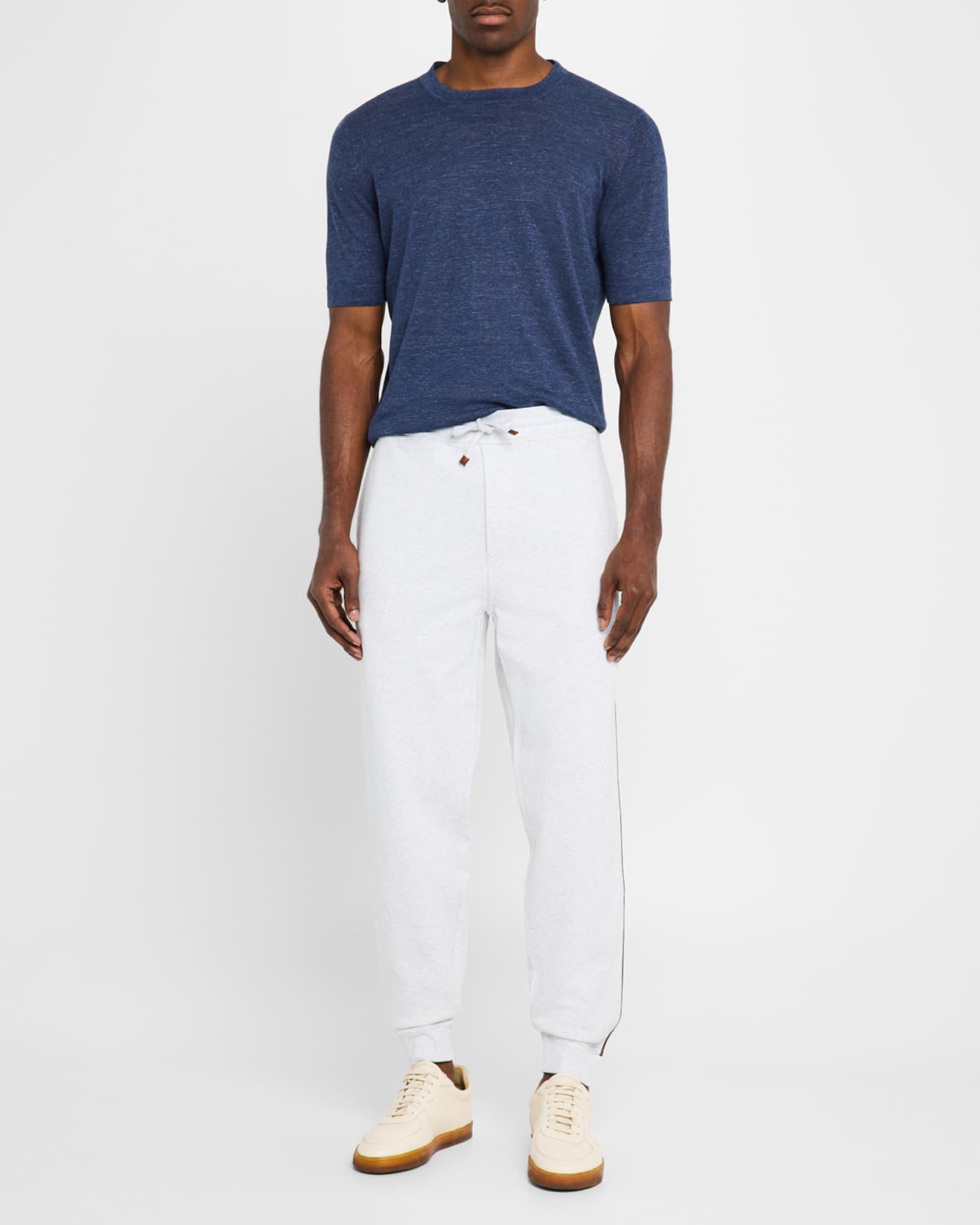 Men's Leather-Trim Drawstring Sweatpants Product Image