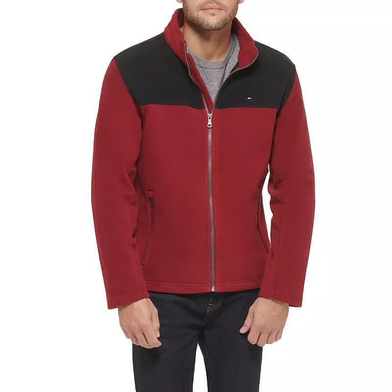 Men's Tommy Hilfiger Fleece Jacket, Size: Small, Black Red Product Image