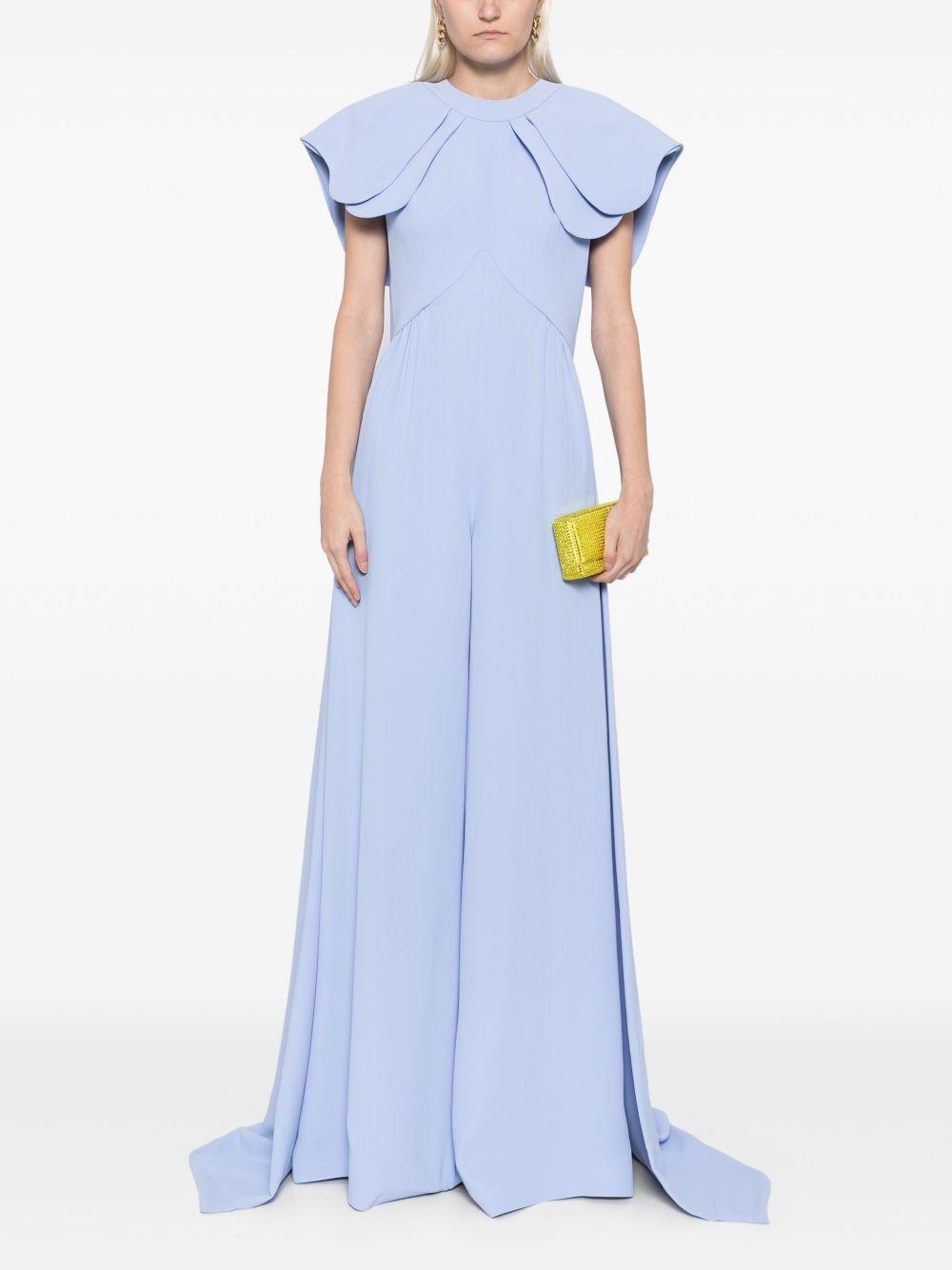 crepe jumpsuit with back overskirt Product Image