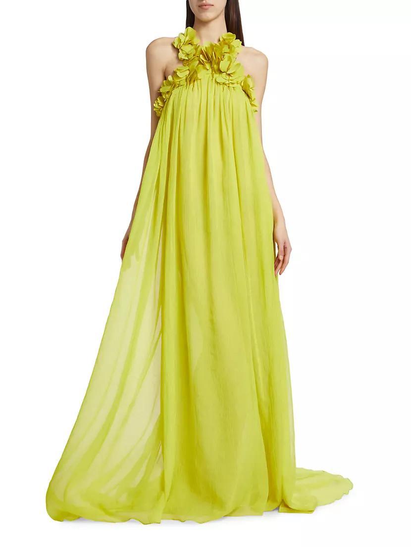 Floral Appliqué Chiffon Gown Product Image