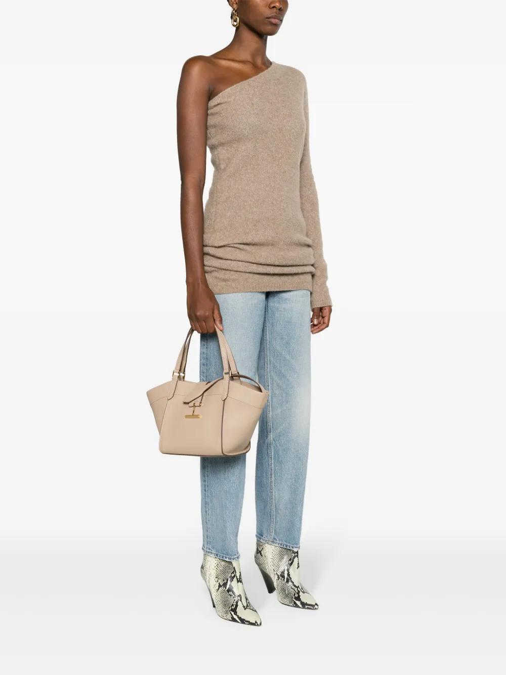 TOM FORD Small Tara Leather Tote Bag In Neutrals Product Image