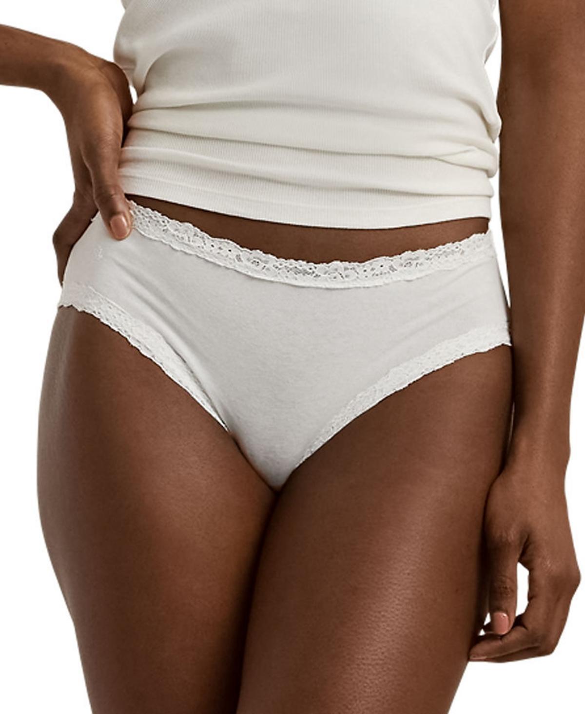 Lauren Ralph Lauren Womens Cotton & Lace Jersey Hipster Brief Underwear 4L0077 Product Image