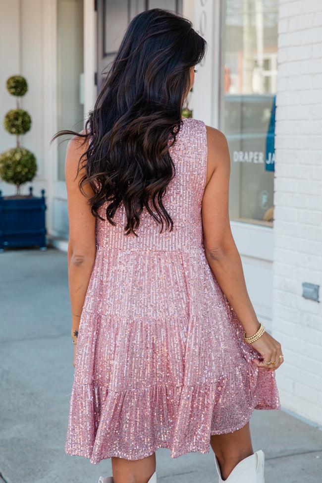 Making Headlines Pink Sequin Sleeveless Dress Product Image