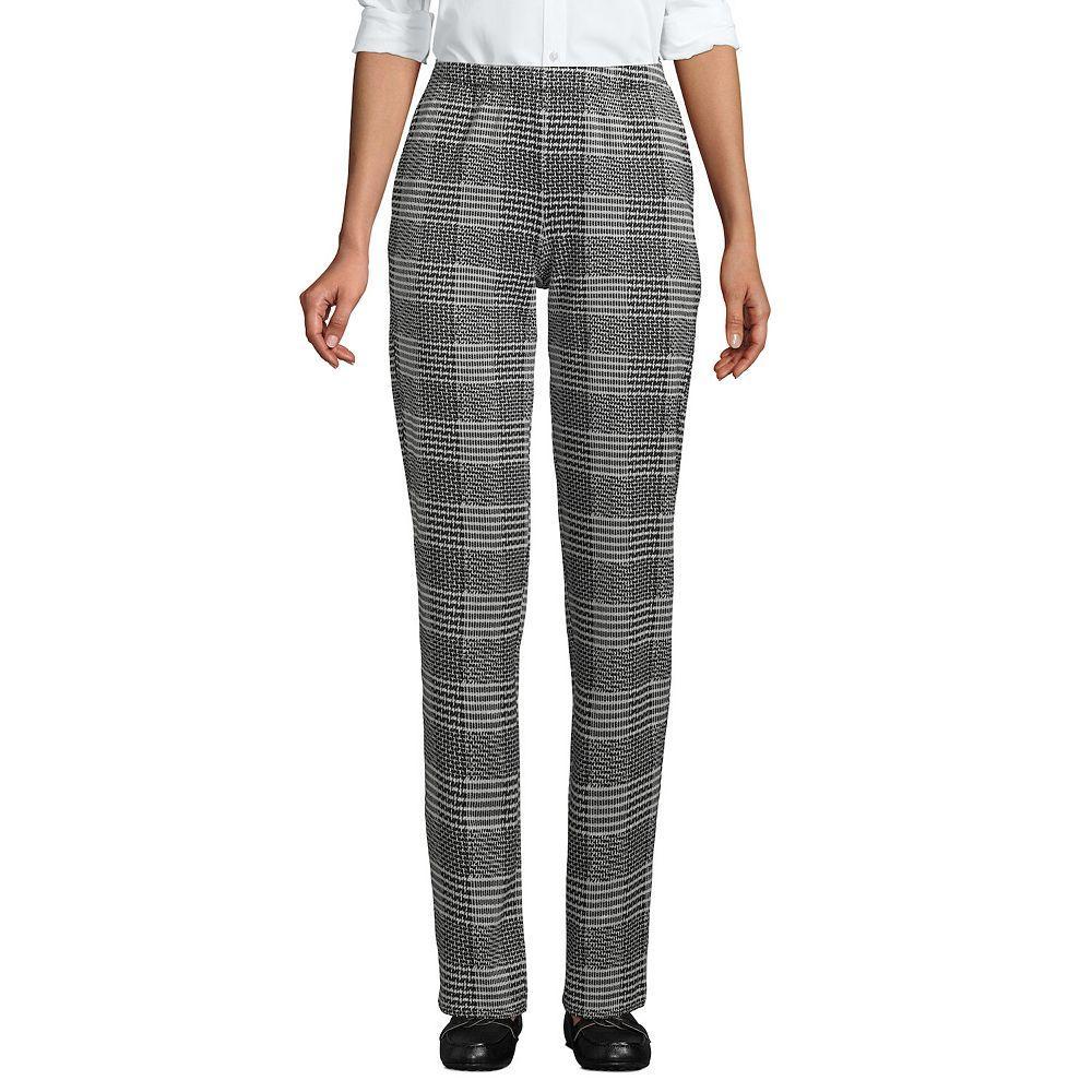 Women's Lands' End Sport Knit High Waist Pants, Size: Large, Black Glen Plaid Product Image