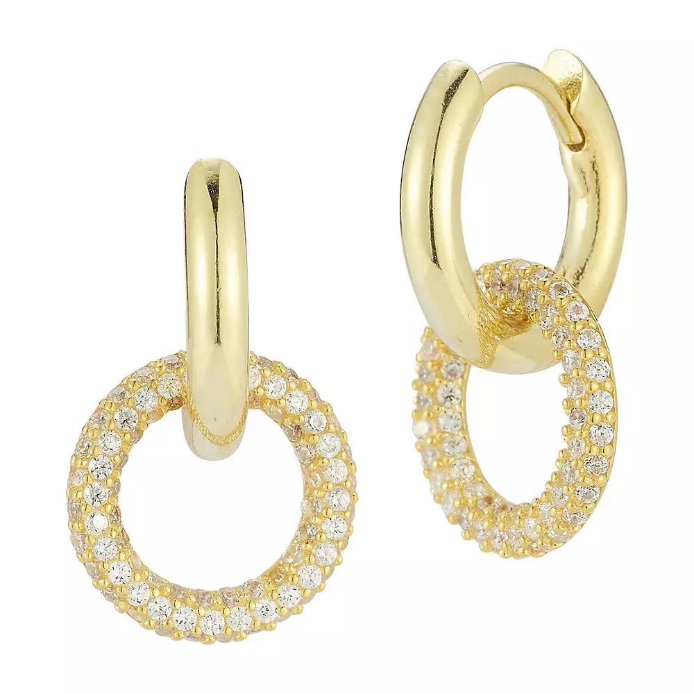 Sunkissed Sterling Sterling Silver Cubic Zirconia Linked Drop Hoop Earrings, Women's, Gold Tone Product Image