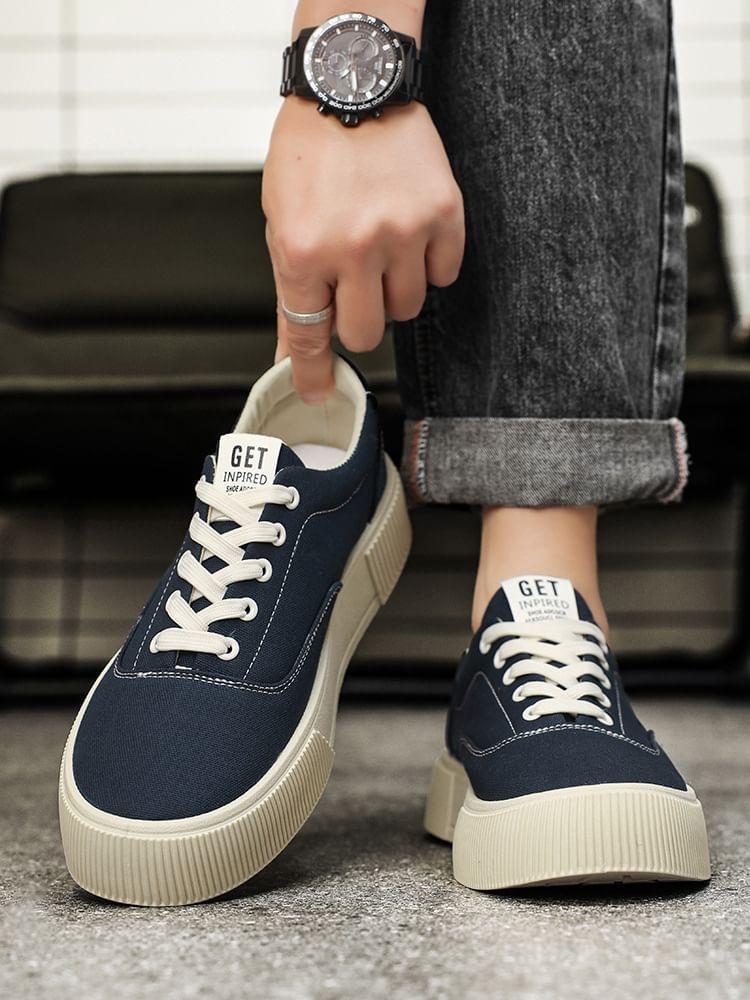 Platform Plain Lace-Up Sneakers Product Image