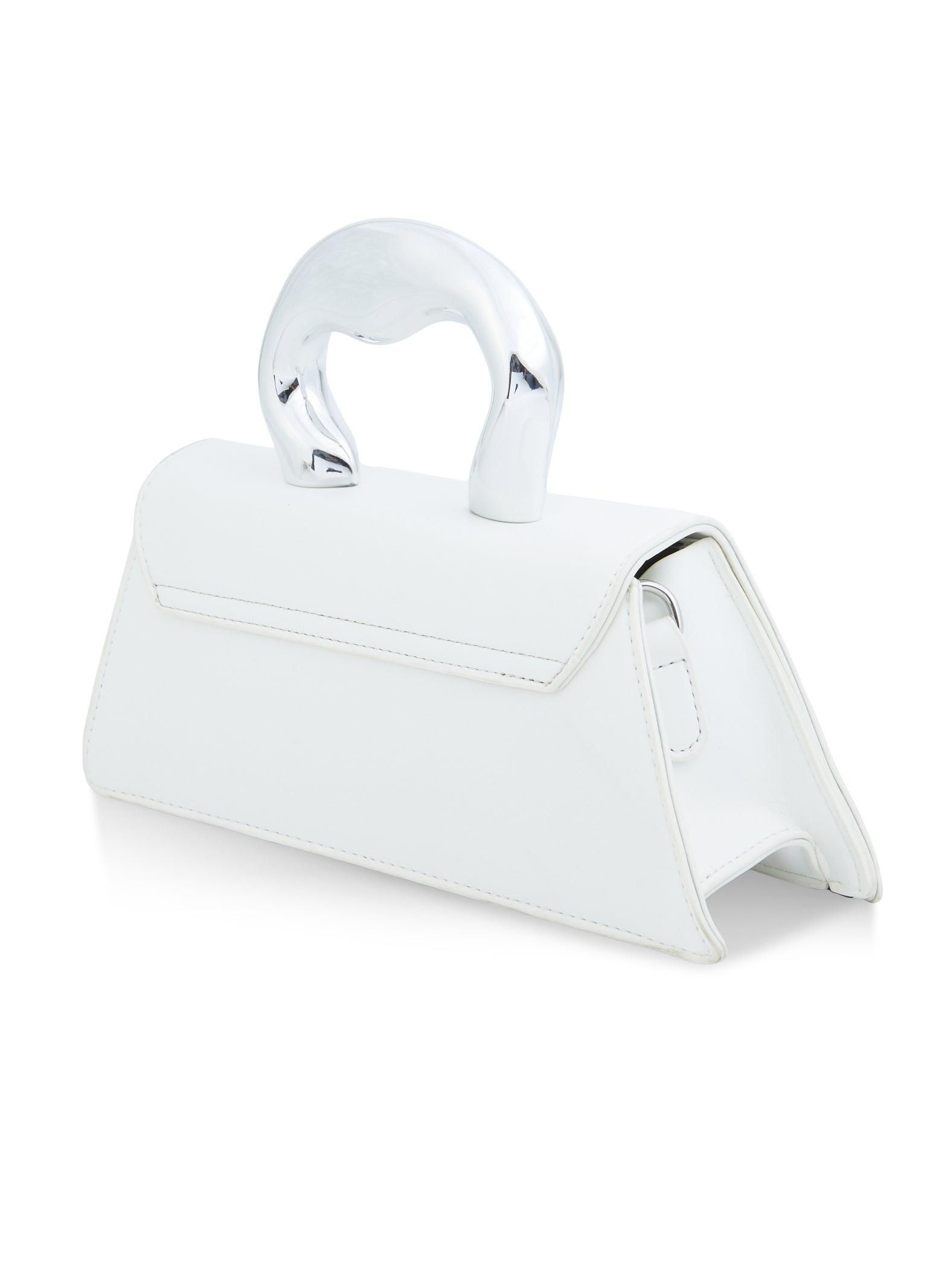 Asymmetrical Metallic Handle Crossbody Clutch Bag Female Product Image