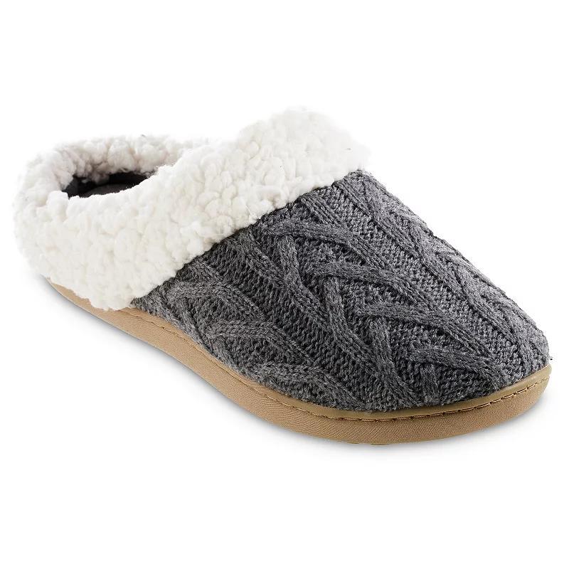 isotoner Alexis Women's Cable Knit Hoodback Slippers, Size: Small, Black Product Image