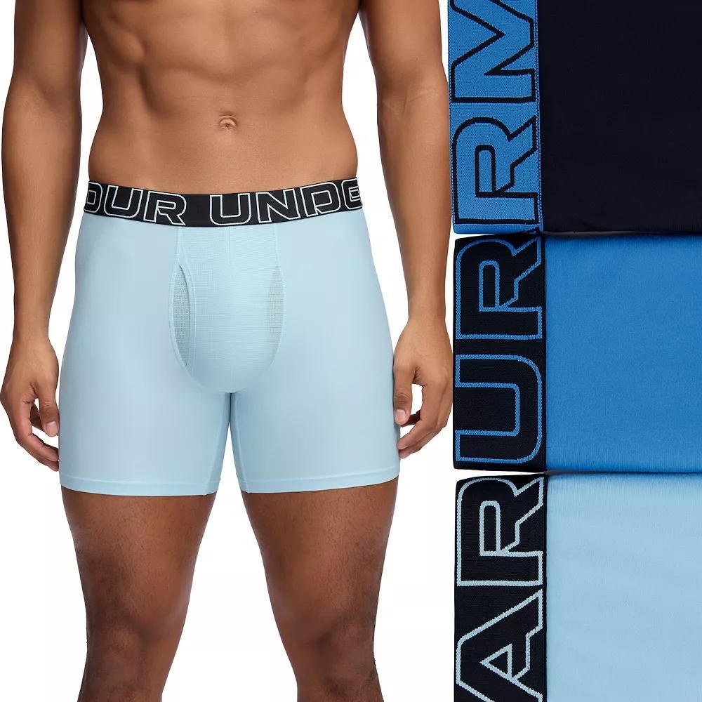 Men's Under Armour 3-pack Performance Tech 6-in. Boxer Briefs, Size: XS, Stream Product Image