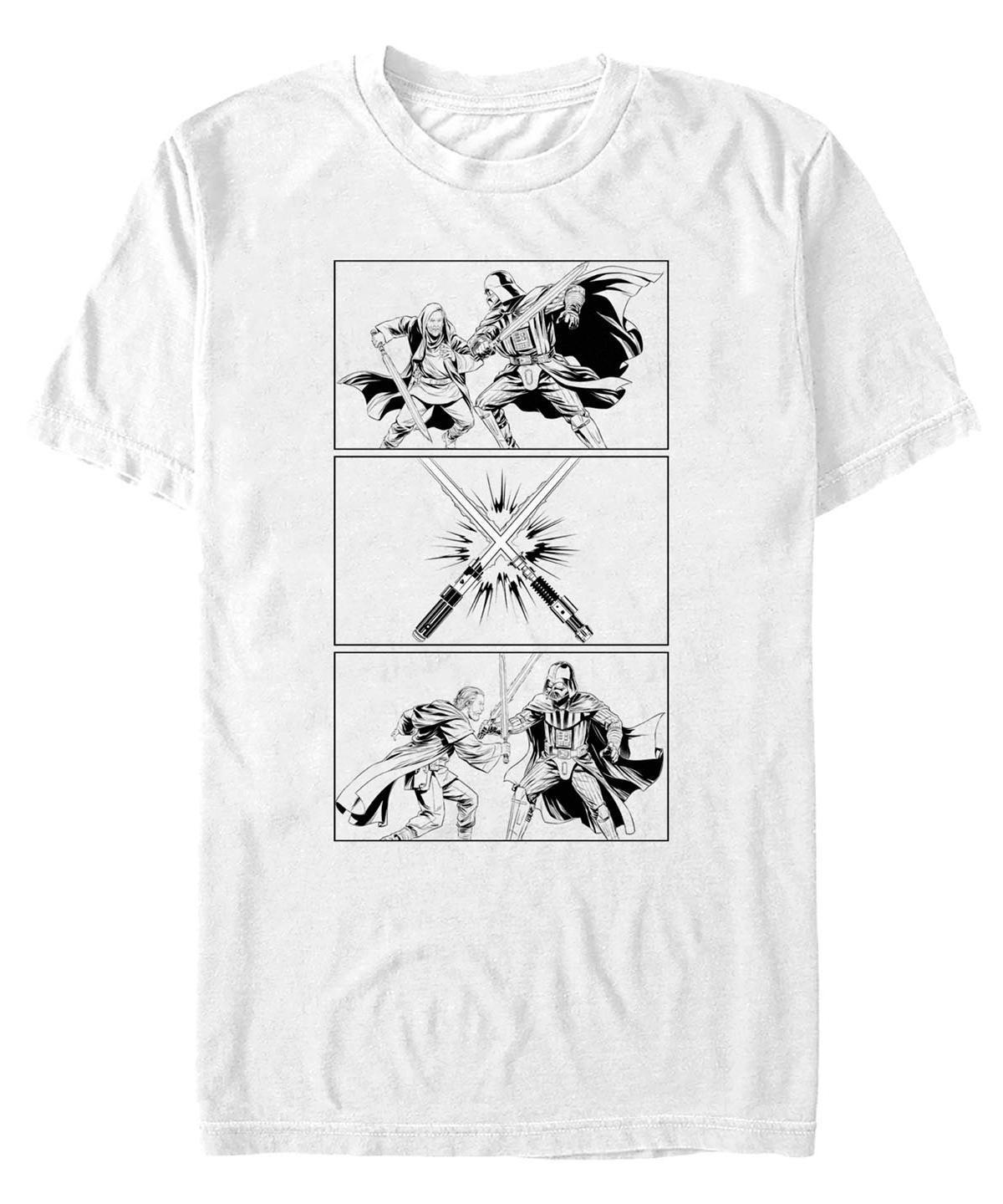 Men's Obi-Wan Kenobi Panel Darth Vader & Obi-Wan First Duel Tee, Size: Large, White Product Image