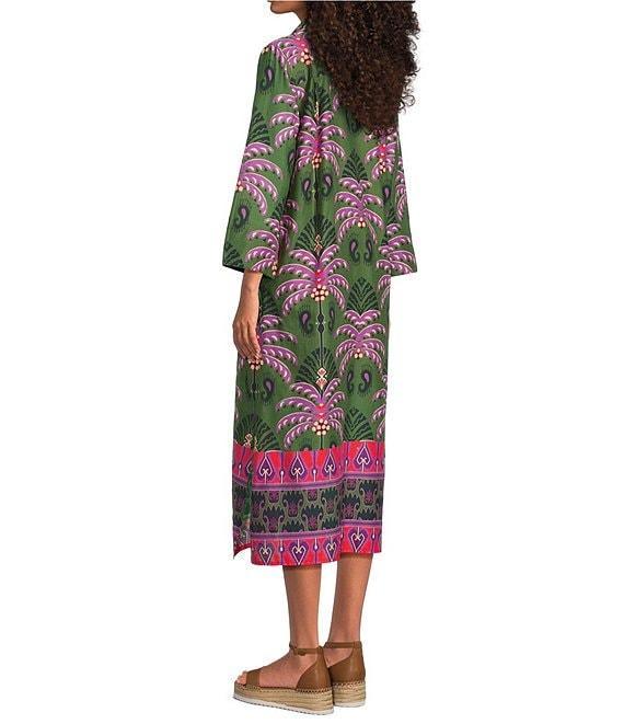 Jude Connally Kallan Decorative Frond Print Point Collar Shift Midi Dress Product Image