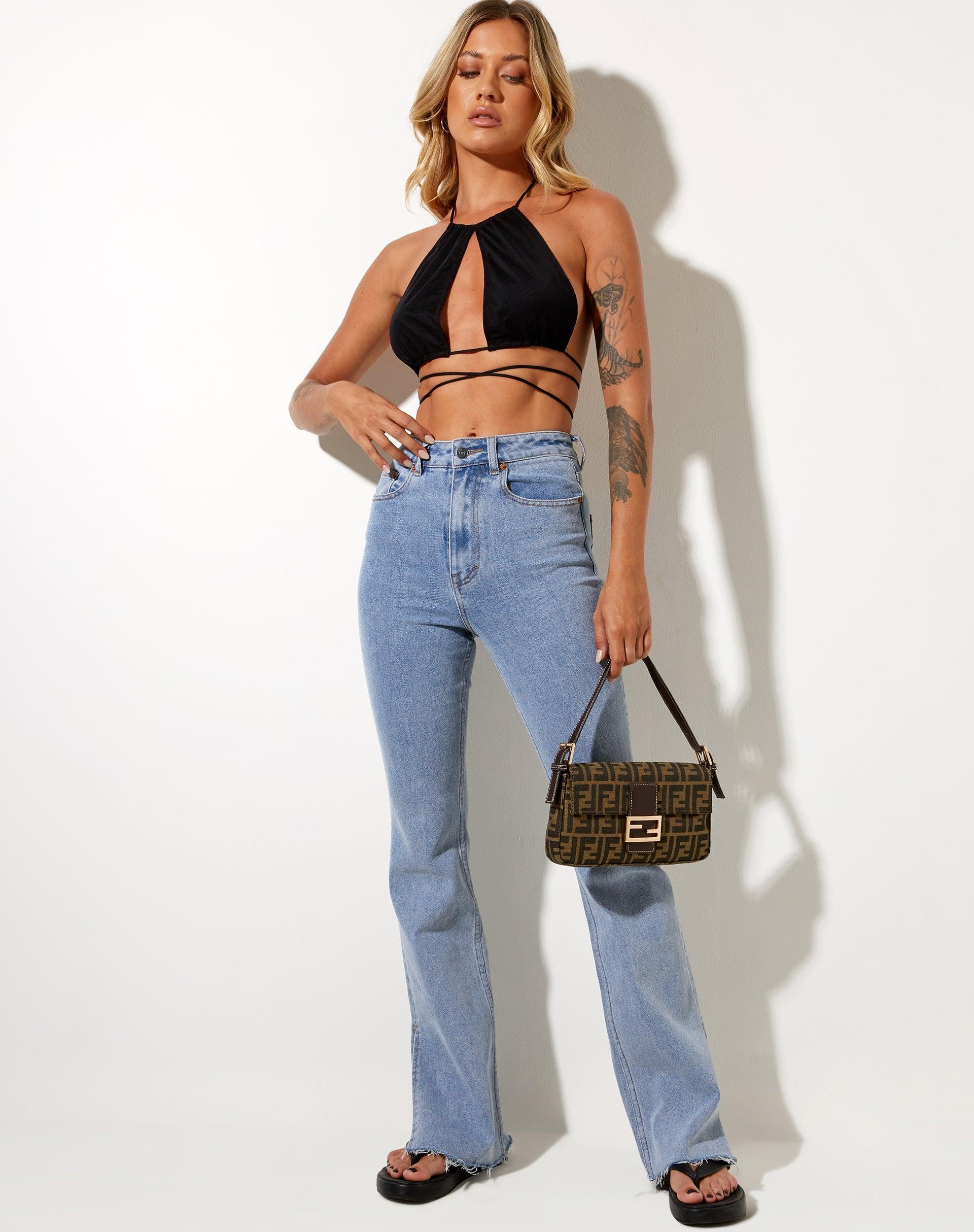 Karti Crop Top in Mesh Black Product Image