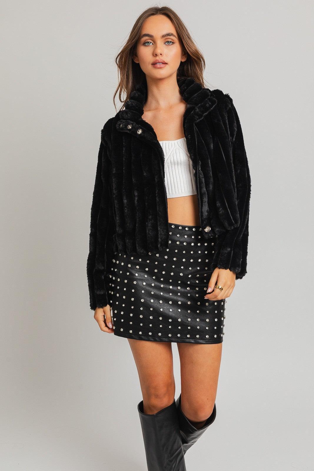 Faux Fur Crop Jacket Product Image