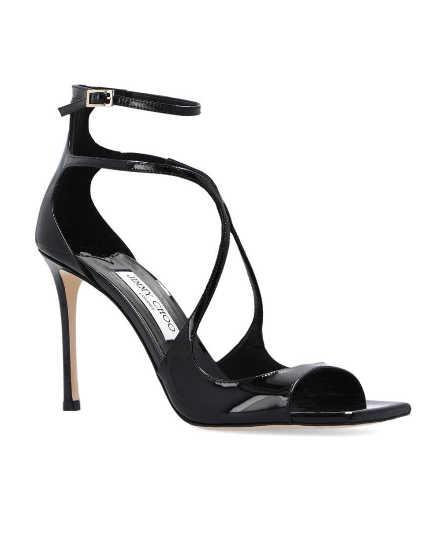 JIMMY CHOO Womens Black Azia Strappy 95 Leather Heeled Sandals Product Image