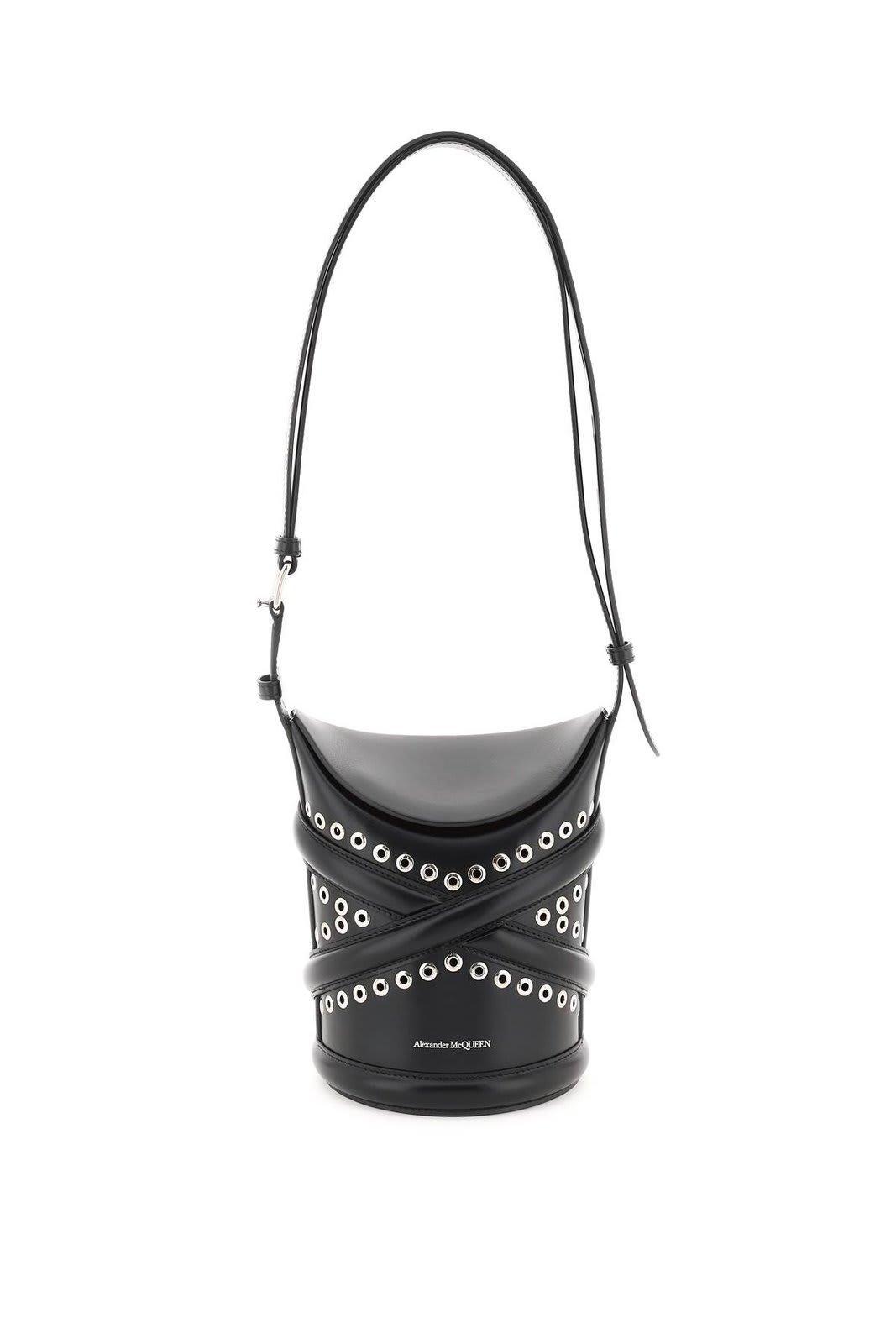 ALEXANDER MCQUEEN The Curve Small Bucket Bag In Black Product Image