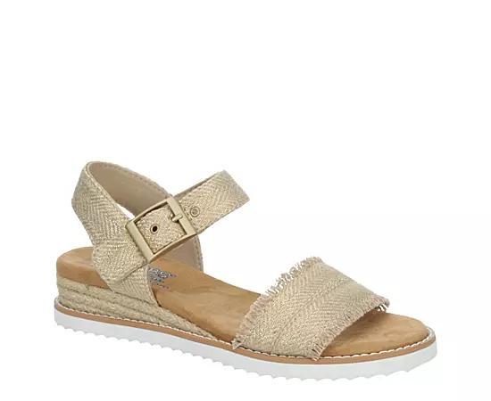 Skechers Womens Desert Kiss- Gold Crush Low Wedge Sandal Product Image