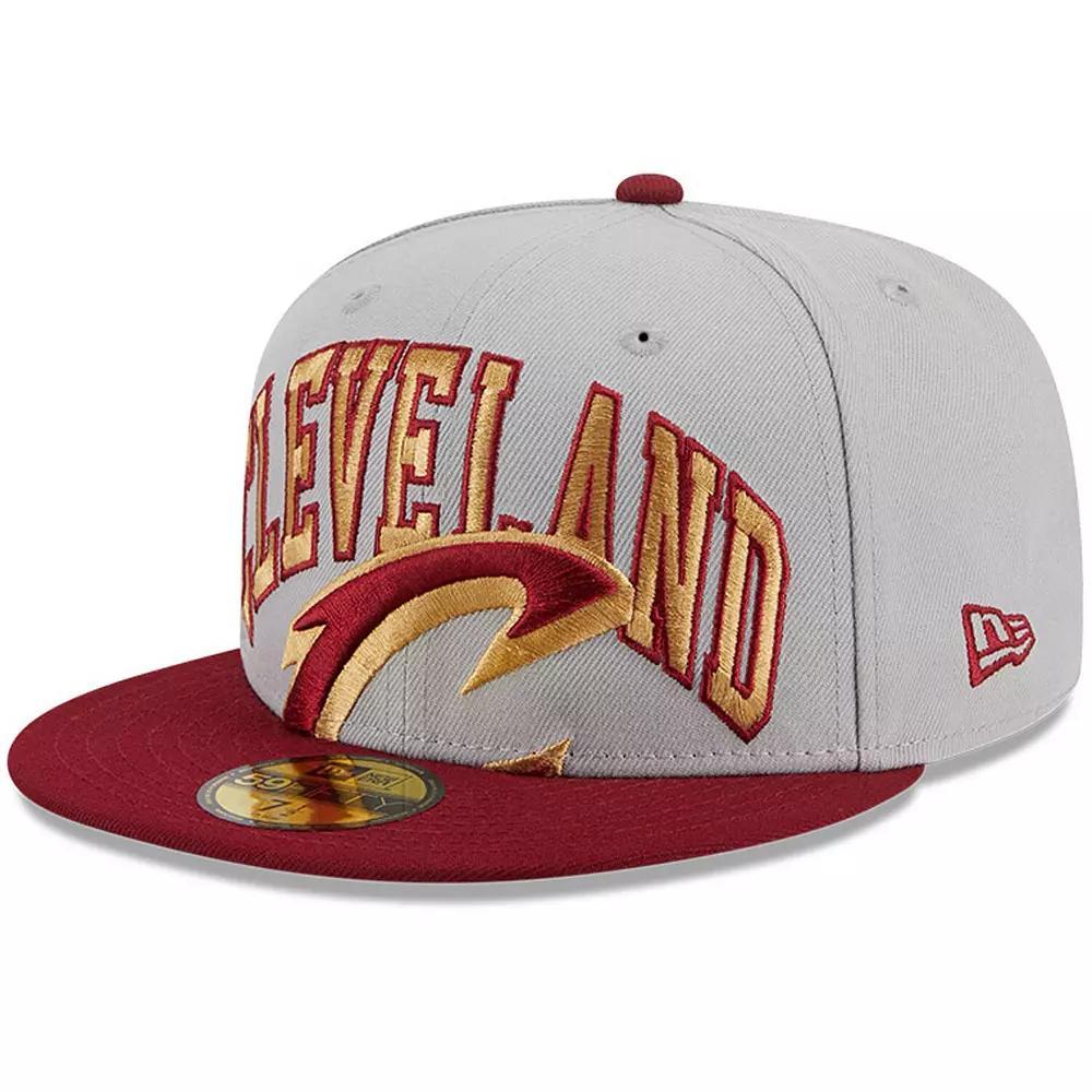 Men's New Era Gray/Wine Cleveland Cavaliers Tip-Off Two-Tone 59FIFTY Fitted Hat,  Product Image