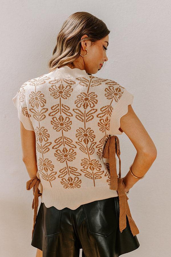 Front Porch Sippin' Floral Sweater Top in Mocha Product Image