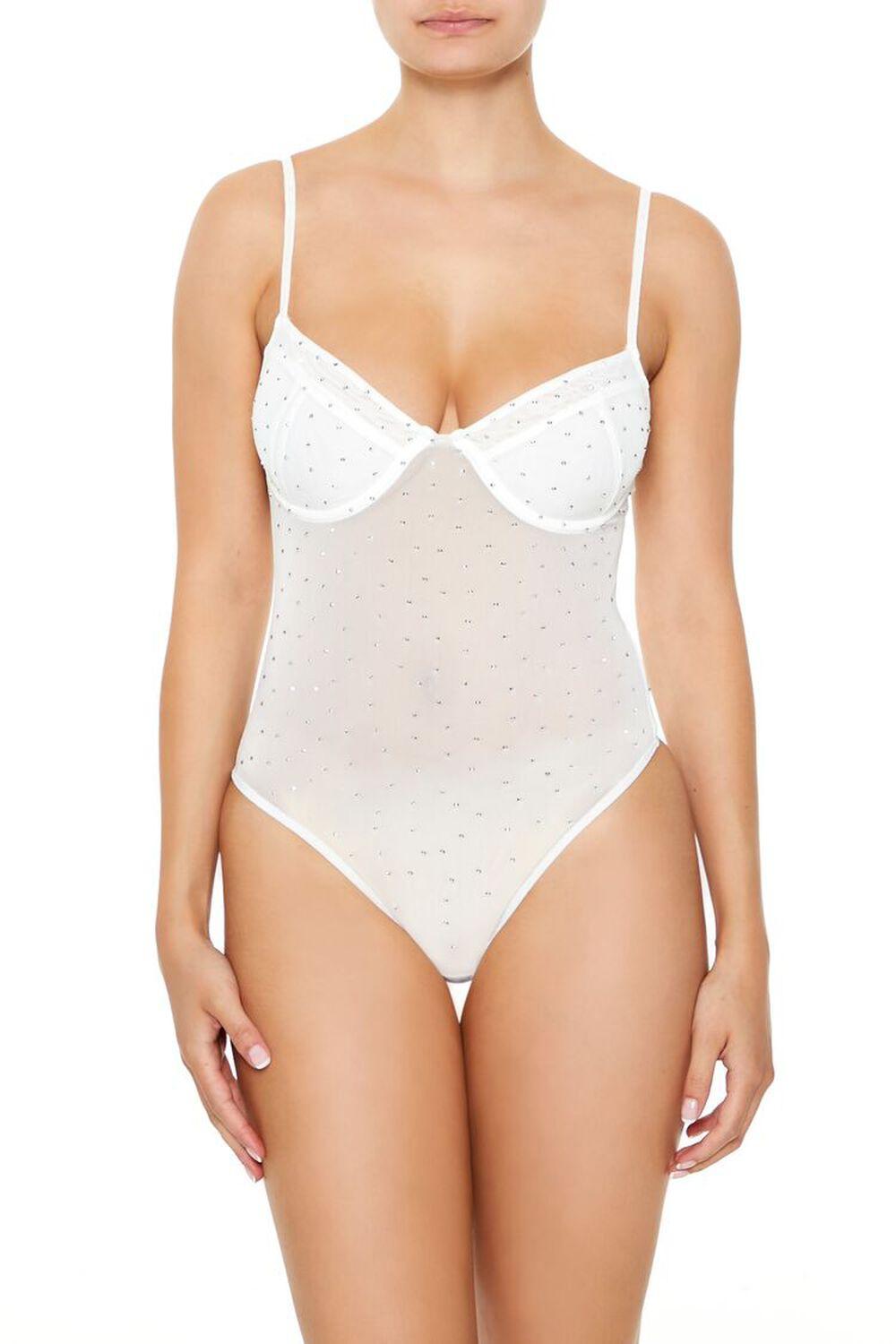 Rhinestone Mesh Thong Bodysuit | Forever 21 Product Image