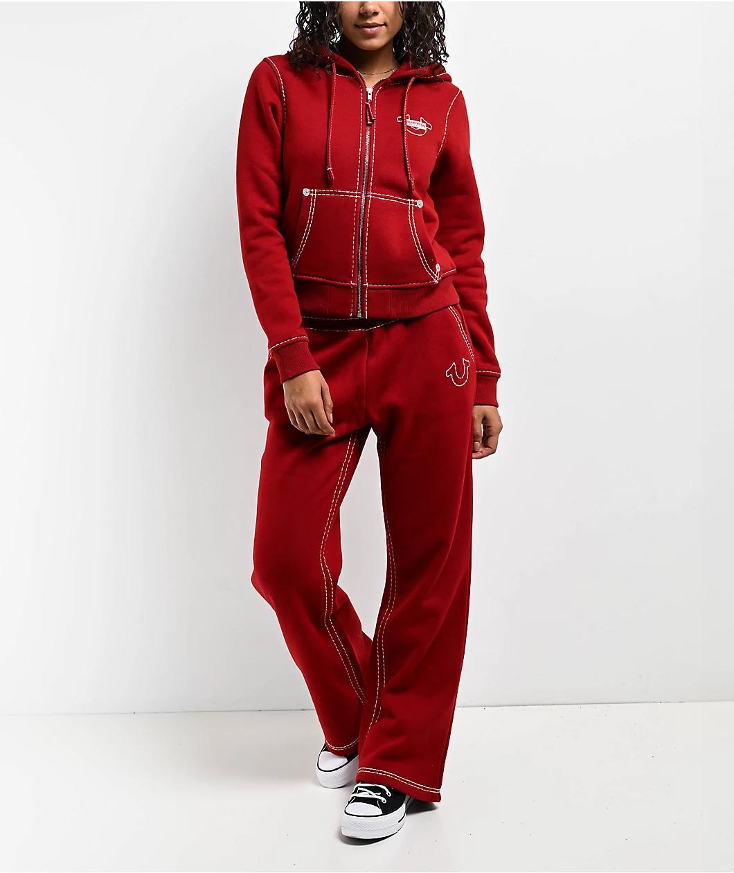 True Religion Super T Fleece Ruby Red Sweatpants Product Image