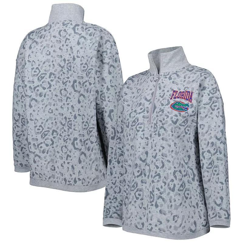 Womens Gameday Couture Heather Gray Florida Gators Leopard Quarter-Zip Sweatshirt Product Image